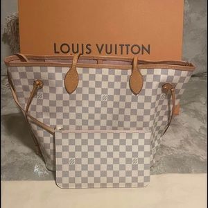 Damier Azur Neo Neverfull MM Rose  Ballerine